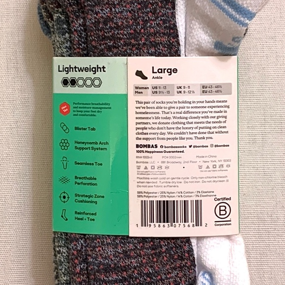 BOMBAS 3 Pairs Hex Tec Lightweight Performance Golf Ankle Socks — LARGE — NWT - Picture 5 of 6